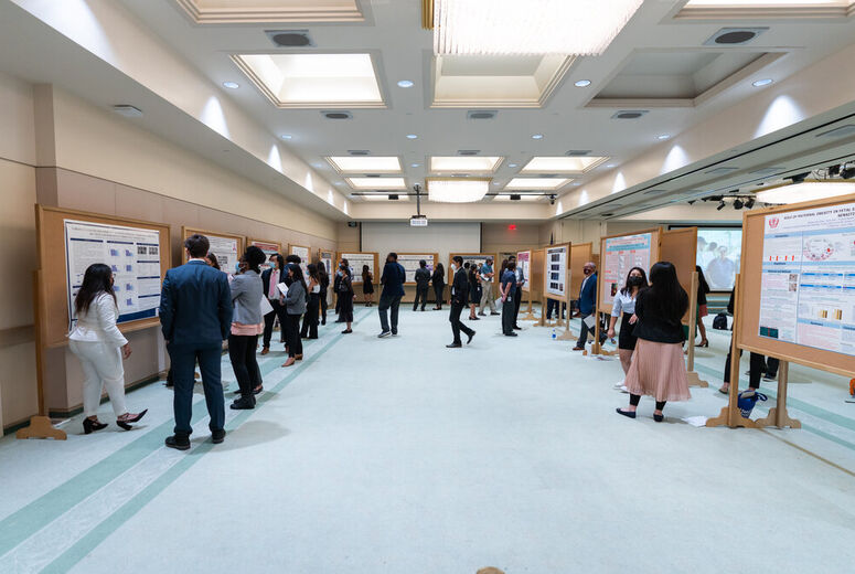 Research students present scientific poster presentations on their investigations