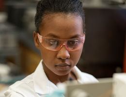 Student in research lab