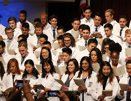 medical students in white coats