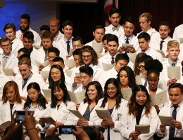 medical students in white coats